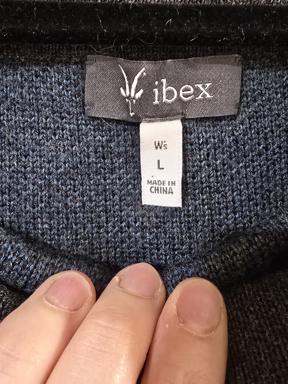 ibex Gray Mini Skirt with Blue Fair Isle Stripes - Picture 3 of 4